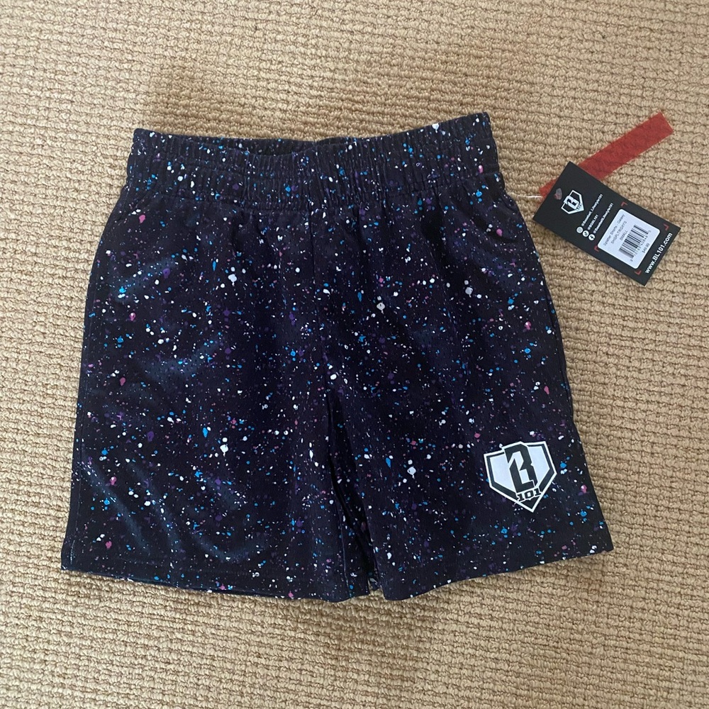 Baseball Lifestyle 101 B101 Black Splatter Galaxy Shorts YS Youth Small